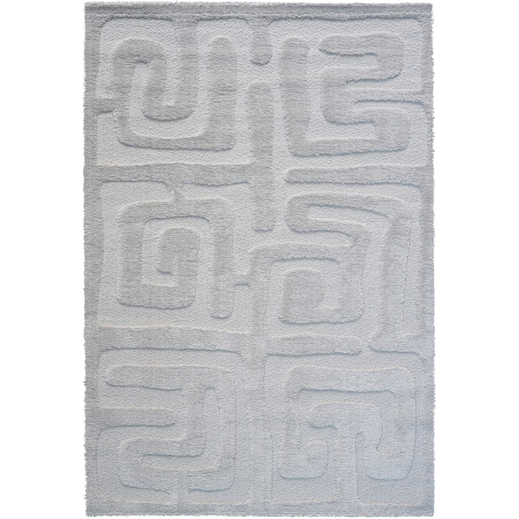 Lillian Ivory and White Recycled Polyester Area Rug - 6' x 9'