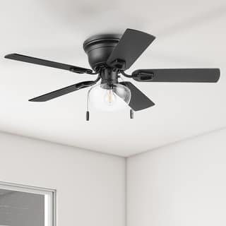 Honeywell 42" Halle Indoor Matte Black Ceiling Fan with Light & Pull Chain - 42 Inches