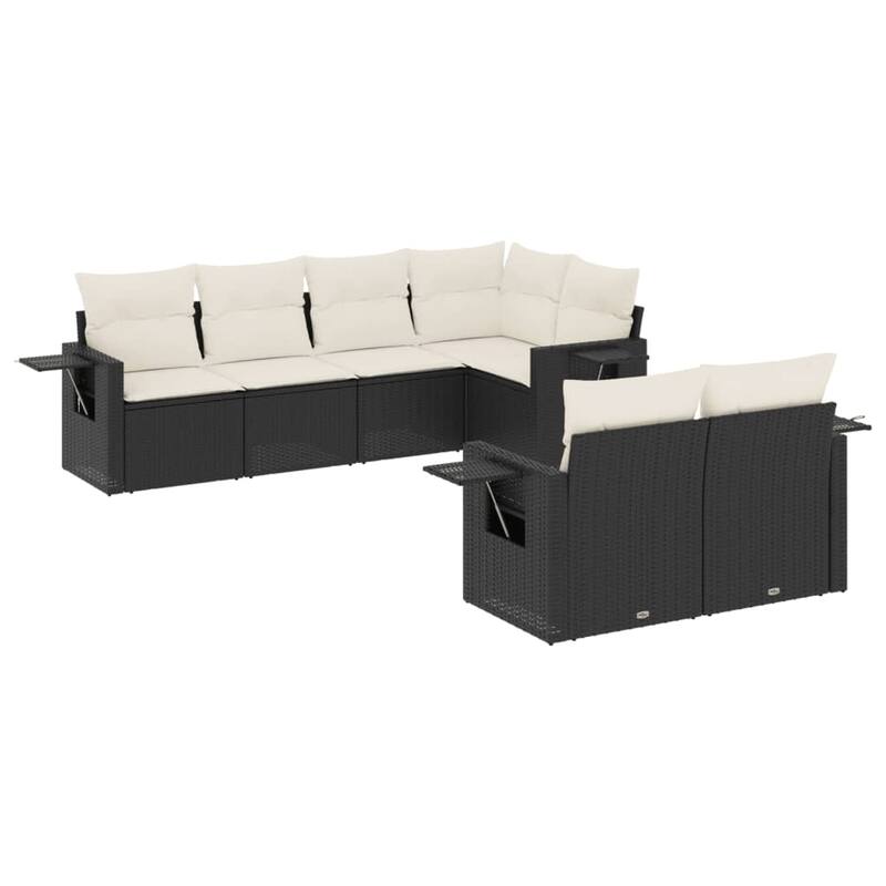 vidaXL Patio Sofa Set with Cushions Outdoor Furniture 7 Piece Poly Rattan