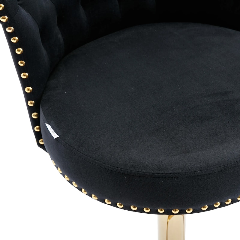 Velvet Adjustable Swivel Barstool w/ Footrest, Dining Bar Chairs, Set of 2