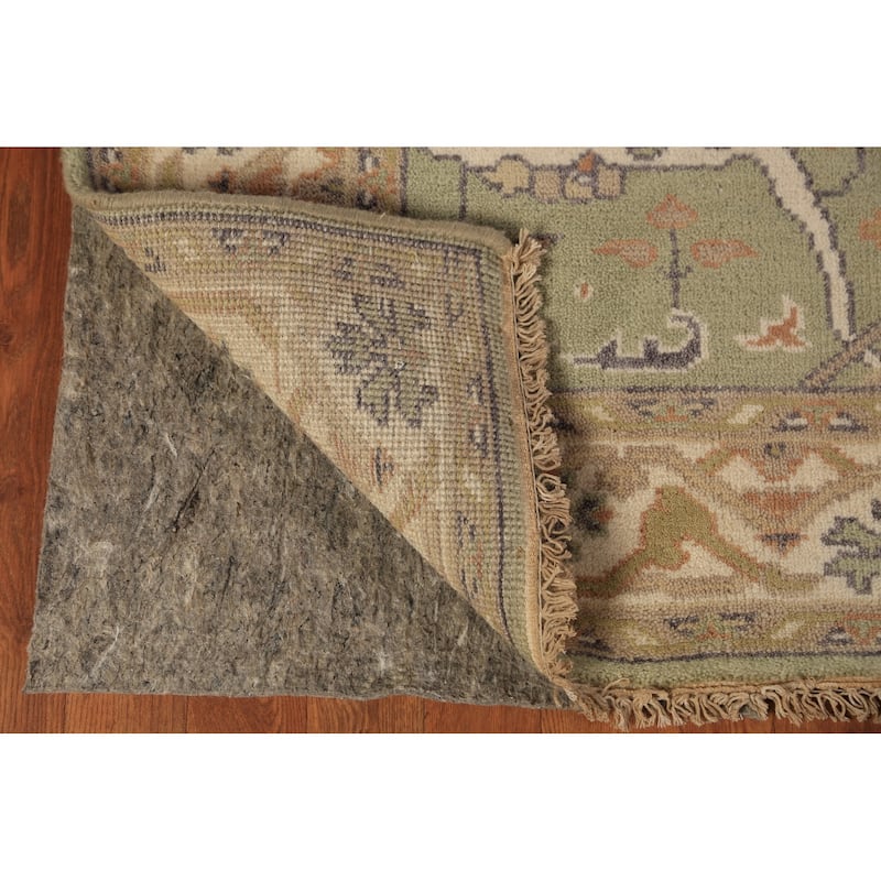 Light Green Oushak Oriental Rug Hand-Knotted Wool Carpet - 4'2"x 5'11"