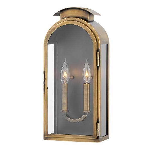 slide 2 of 9, Hinkley Lighting Rowley 2 Light 18" Tall Outdoor Wall Sconce Light Antique Brass