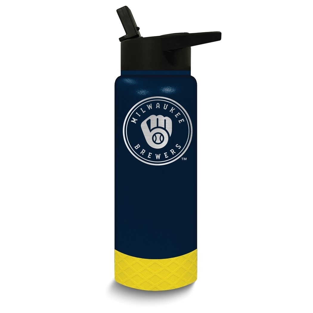 MLB Milwaukee Brewers Stainless Steel Silicone Grip 24 Oz. Water Bottle