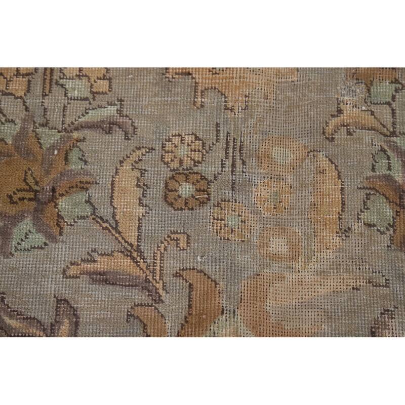 Distressed Tabriz Antique Persian Rug Hand-Knotted Wool Carpet - 9'6" x 13'2"