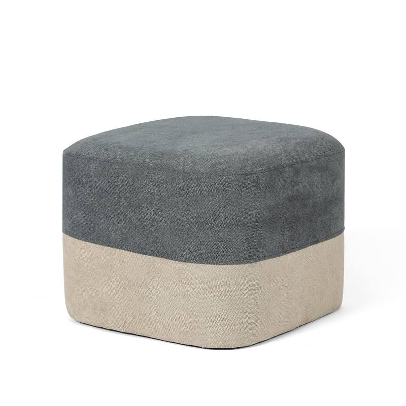 Adeco Square Fabric Ottoman Two-Color Stitching Footrest Stool