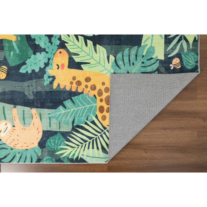 Kids Collection Explore the Jungle Trees & Animals Area Rug