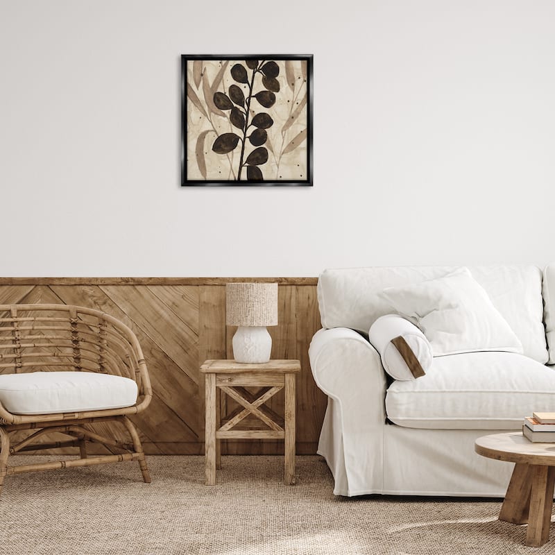 Stupell Beige & Brown Natural Leaves Framed Floater Canvas Wall Art Design By Krinlox