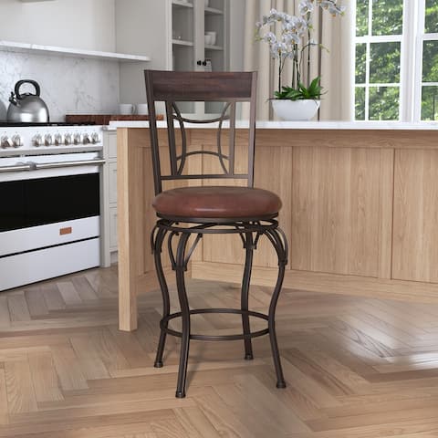 Hillsdale Furniture Granada Metal Swivel Stool, Dark Chestnut