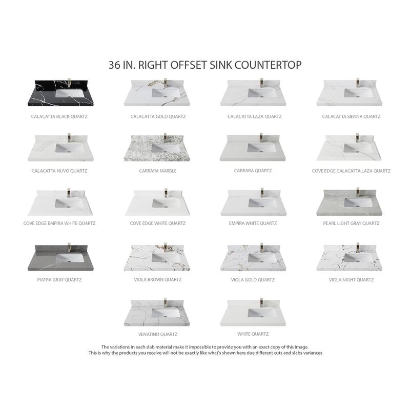 Willow Collections 36 x 22 Charlotte D Right Offset Sink Bathroom Vanity with Countertop