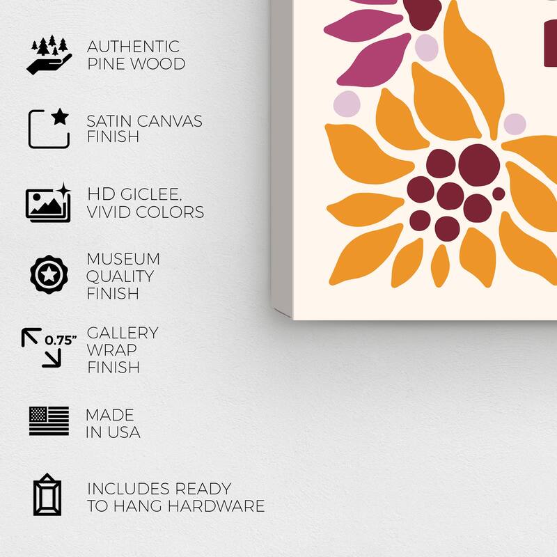 Wynwood Studio Canvas Typography and Quotes Grow Love Orange and Apricot Modern & Contemporary Wall Art Canvas Print
