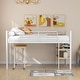 preview thumbnail 4 of 7, Twin Size Metal Loft Bed with 1 Rolling Desk and 2 Shelves, White
