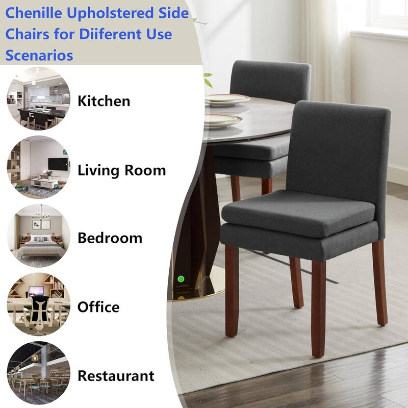 Set of 2 Upholstered Dining Chairs Modern Sidechair Performance Fabric High Back Armlesschair for Diningroom Kitchen
