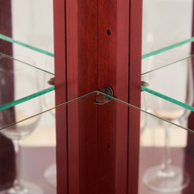 Corner Display Cabinet with Tempered Glass Doors