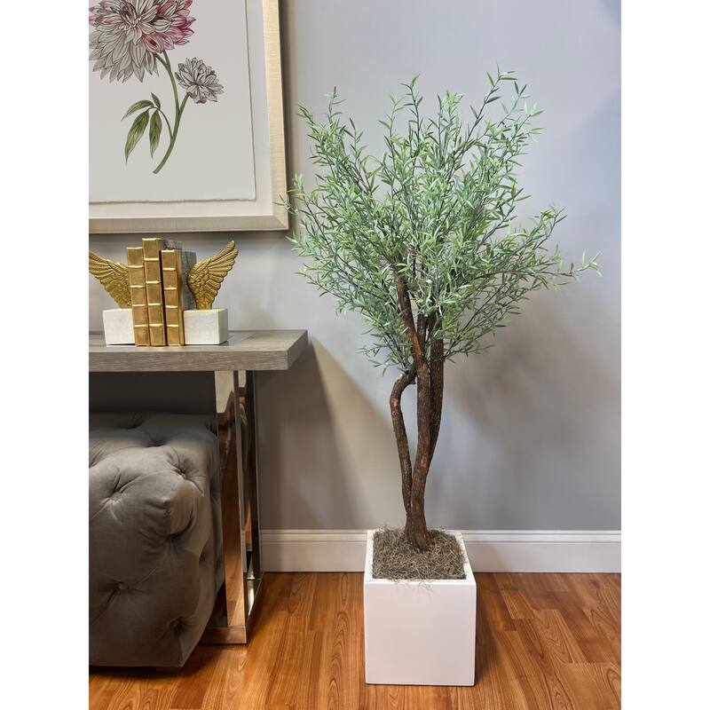 4.5 ft Myrtle Tree in Square Fiberstone Container - Green