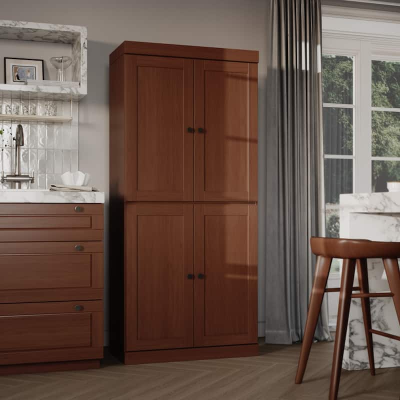 Palace Imports 100% Solid Wood 32" Pantry Cabinet with Shaker Doors and Adjustable Shelves - Mocha