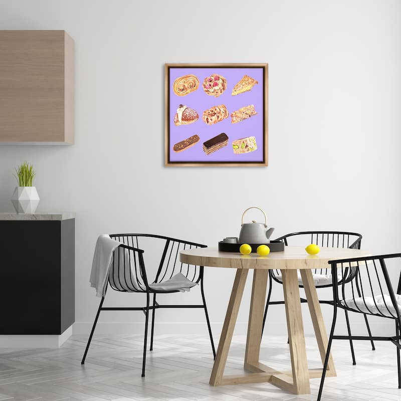 Stupell Bakery Goods on Purple Framed Floater Canvas Wall Art Design By Melissa Wang