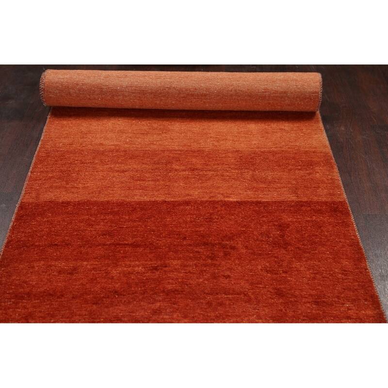 Modern Striped Oriental Gabbeh Kashkoli Runner Rug Wool Handmade - 3'2" x 15'7"