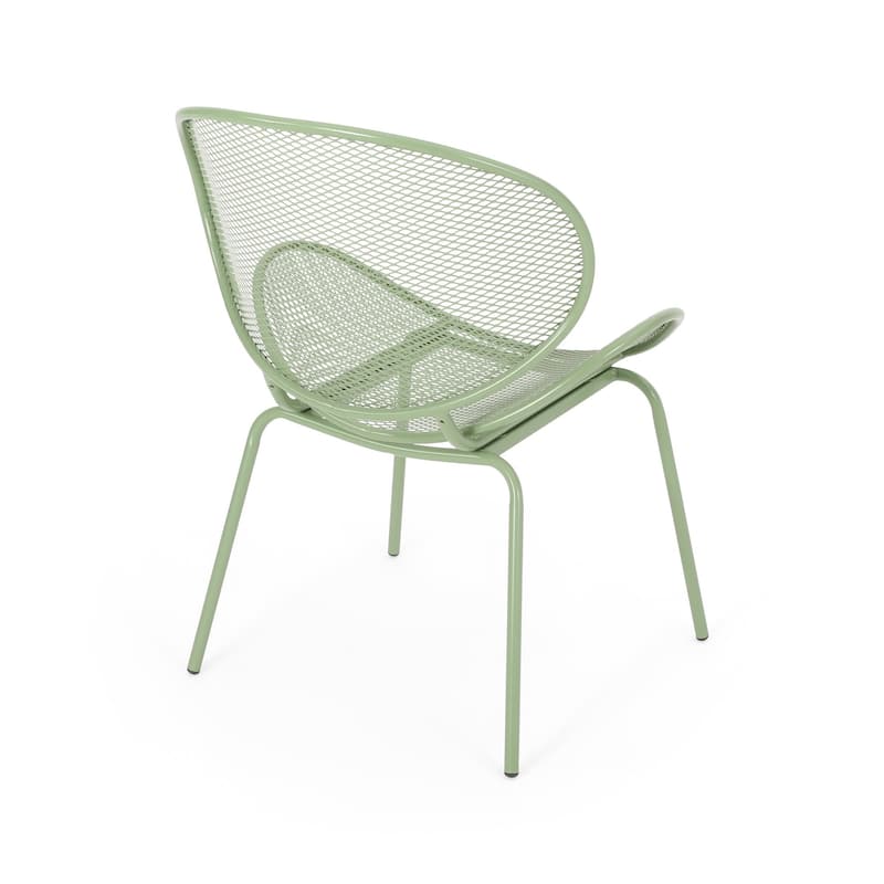 Roomfitters Outdoor Chat Set 3 Piece Metal Conversation Seating Mesh Design Iron Chairs