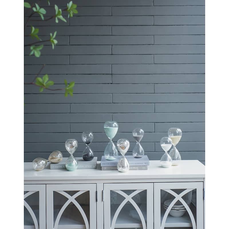 3.2x3.2x8" Peleus 30-Minute Silvered Hourglass, Bisque Sand
