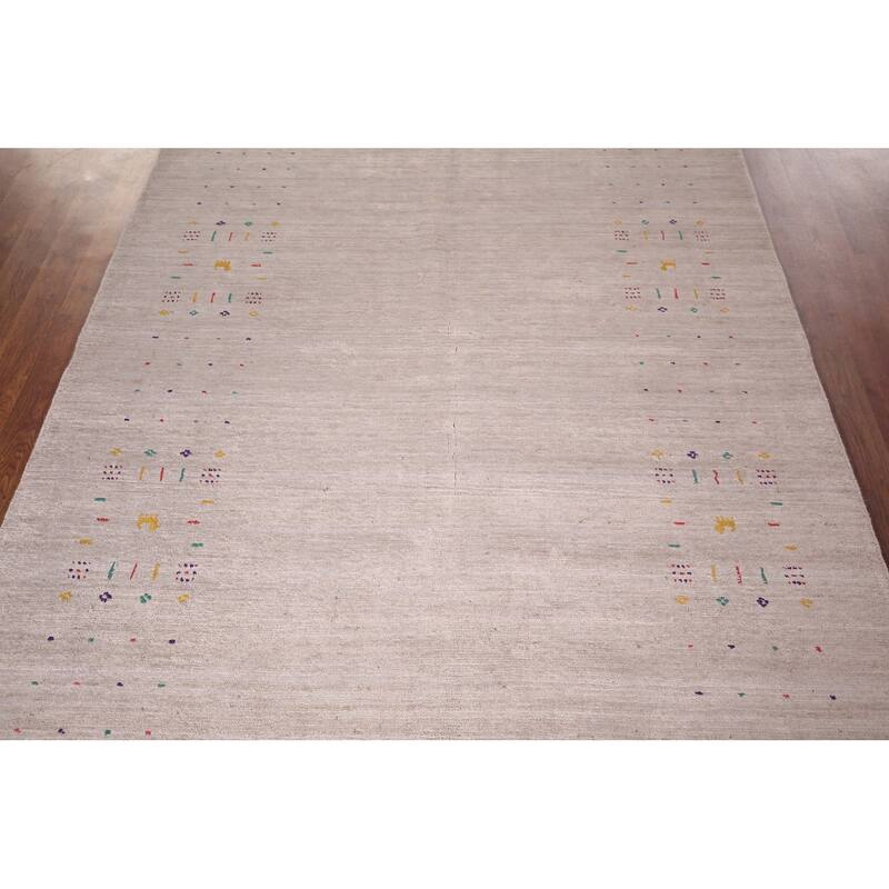 Gabbeh Indian Area Rug Hand-Knotted Beige Wool Carpet - 4'9"x 7'9"