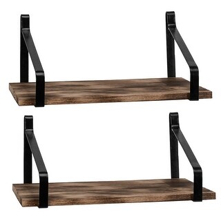 Set of 2 Floating Shelves Wall Mount Rustic Wood - Bed Bath & Beyond ...