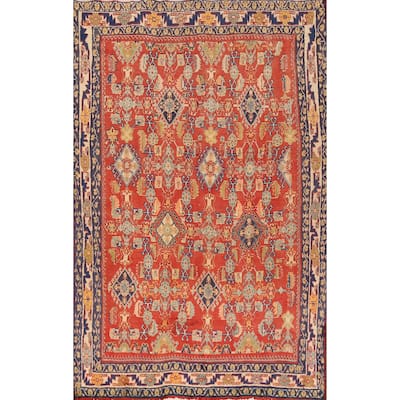 Hand Knotted Oriental 100% Wool Carpet Traditional All-Over Oranges & Rust Kashkoli Area Rug - 7' 8'' X 5' 0''