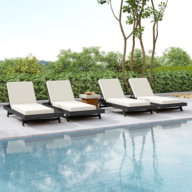 Christopher Knight Home - Arcola Modern Outdoor Acacia Wood 4-Position Adjustable Chaise Lounge with 4" Thick Cushion - 79"L