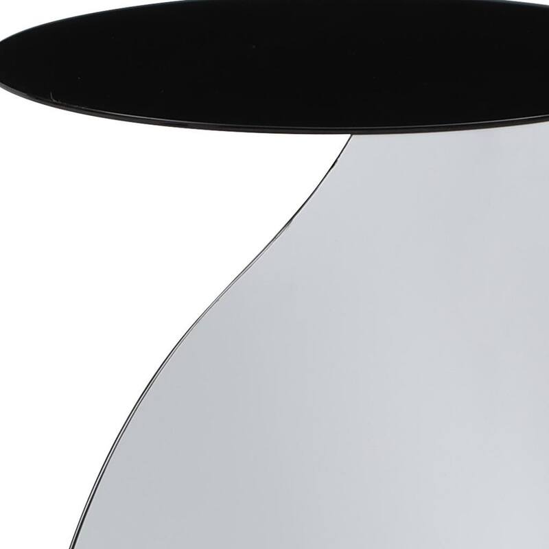 HomeRoots 19" Black and White Steel Round Pedestal End Table - 11.00 in. x 19.00 in. x 11.00 in.