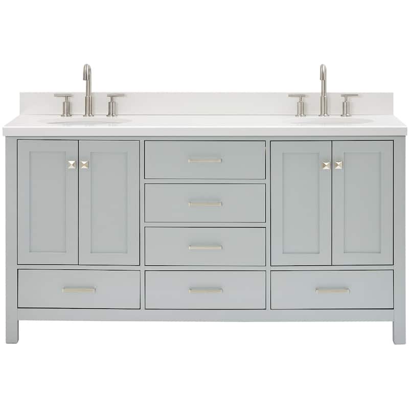 Ariel A067DWQOVO Cambridge 67" Free Standing Double Oval Basin Vanity - Grey - Ash Finish
