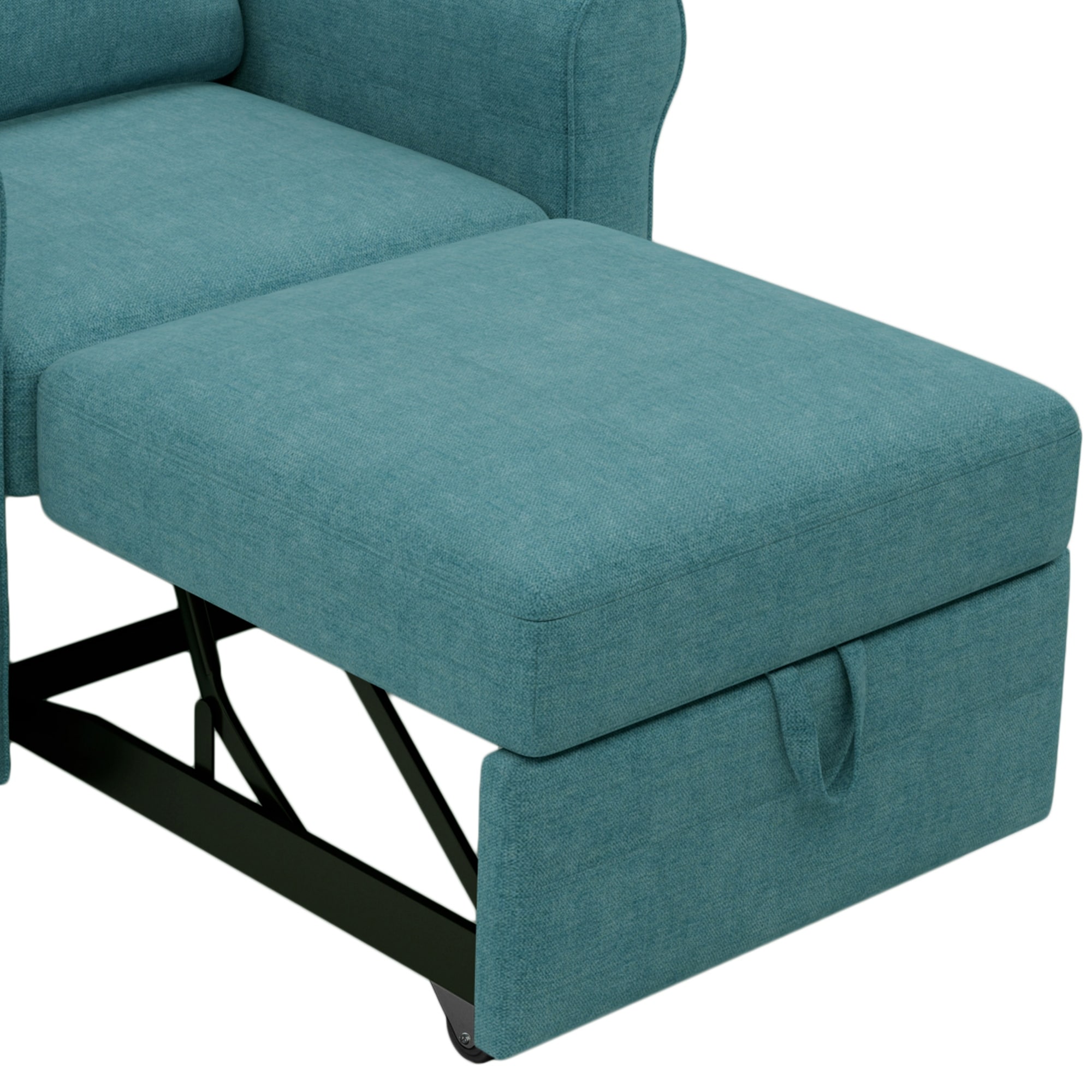 3-in-1 Sofa Bed Chair Convertible Sleeper Chair Bed Modern Adjust Backrest Single Sofa Bed Livingroom Accent Chair for Bedroom - Teal