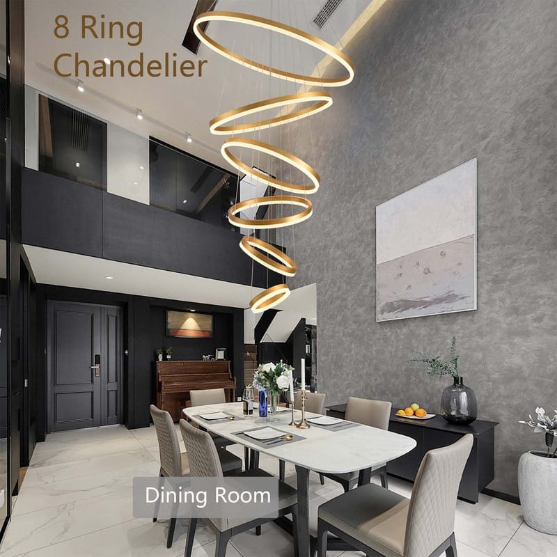 6 Ring Large Chandelier Light Fixture Modern LED Chandlier for High Ceiling