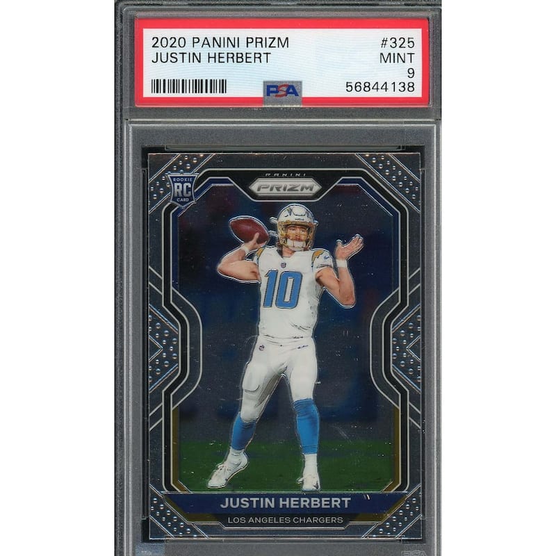 Justin Herbert 2020 Panini Prizm Football Rookie Card RC #325 Graded PSA 9 - 8'6" x 11'6"