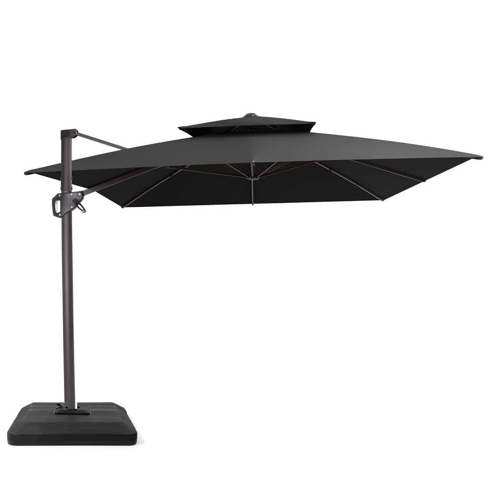 VredHom Patio Outdoor 9 x 11 FT Double Top Aluminum Cantilever-Offset Umbrella with Premium Weight Base
