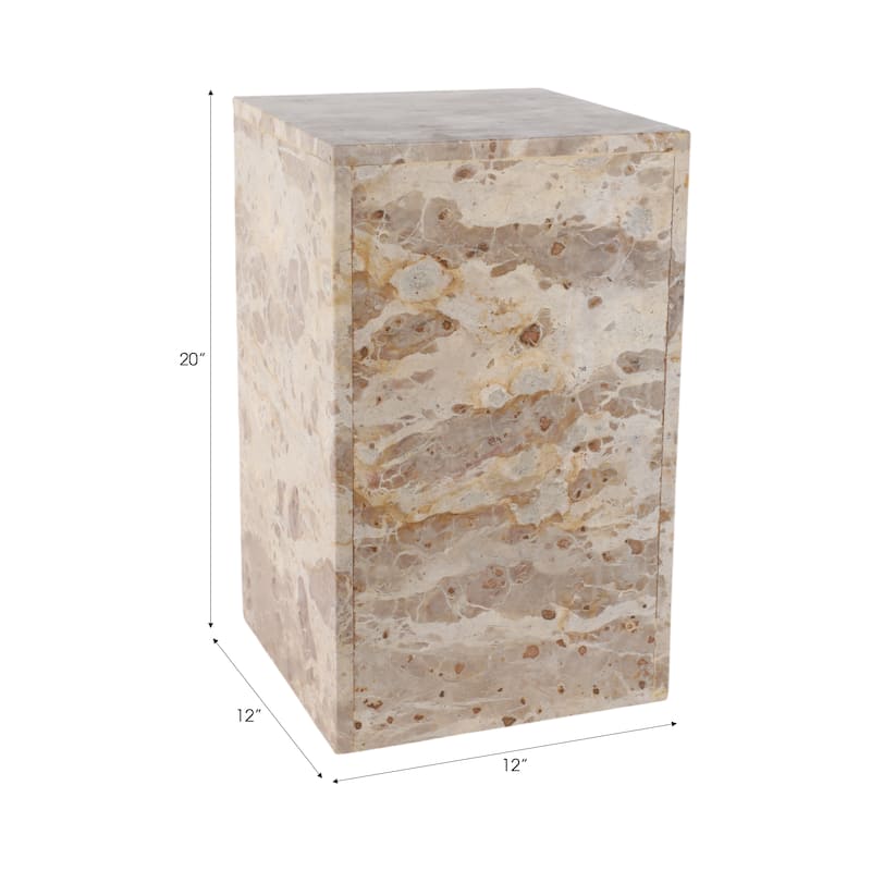 Marble Accent Table Sleek Geometric Lines and Minimalist Aesthetic - 12" x 12" x 20"