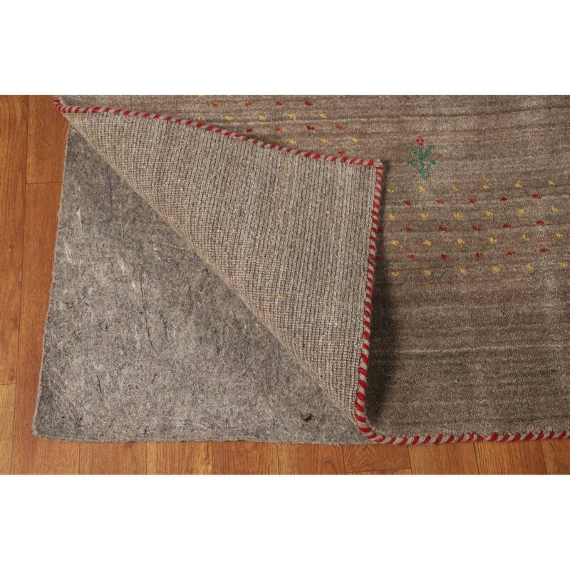 Hand Knotted Oriental 100% Wool Carpet Tribal Tribal Brown Gabbeh Area Rug - 9' 9'' X 7' 11''