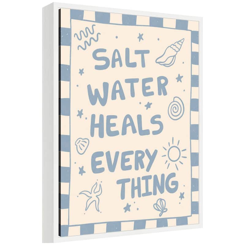 Kate and Laurel Salt Water Heals by Megan Ryan Framed Canvas Wall Art Print - 18x24