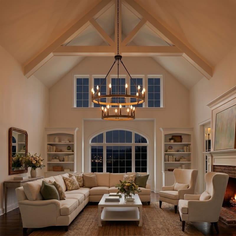 Acroma 20-light Modern Farmhouse 40In Round Wagon Wheel Chandelier with UL