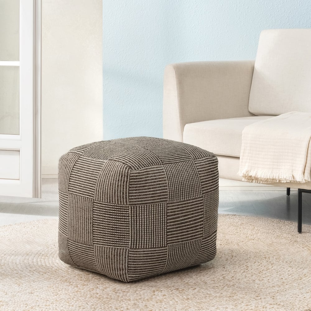 Jani 20-inch Ottoman Pouf - Handcrafted Handmade Ottoman for Seating, Footrest, Home Decor for Living Room, Bedroom