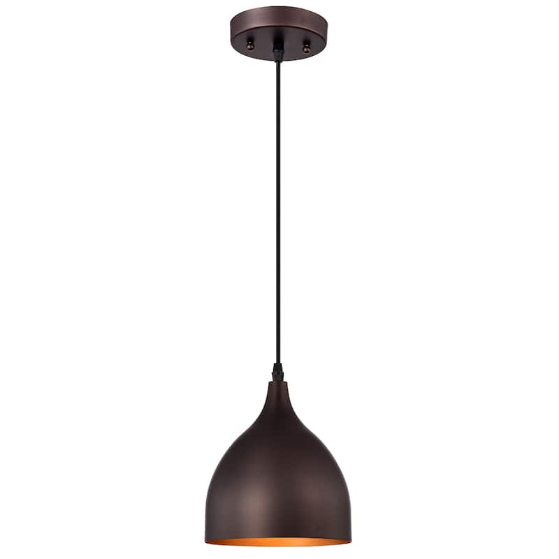 1-light Textured Black Hanging Pendant - 7.5H x 6.75W x 6.75D - Oil Rubbed Bronze