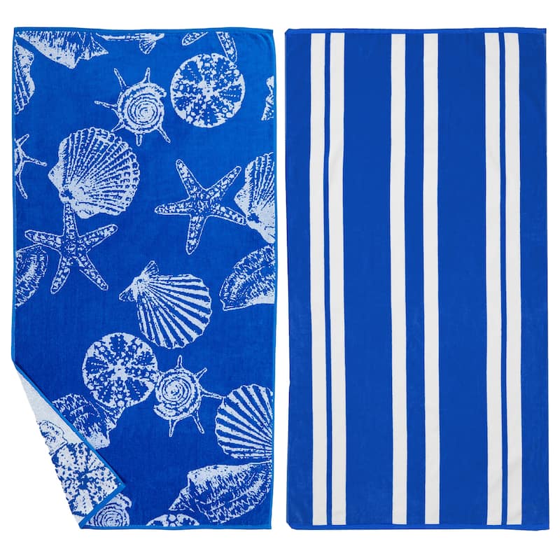 Linery & Co. 100% Cotton Jacquard 2 Pack Summer Beach Towels