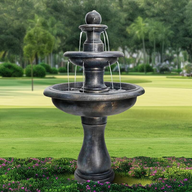 45.2"H 3-Tiers Outdoor Garden Floor Cascading Waterfall