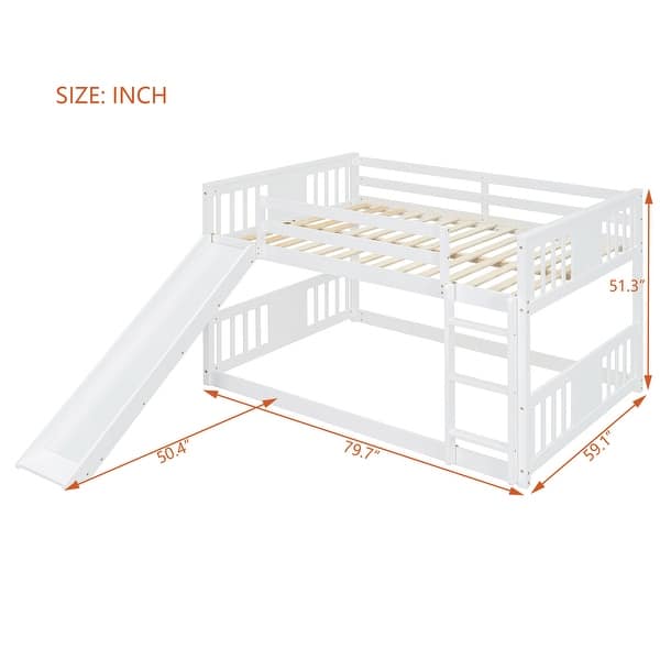 Full Over Full Bunk Bed with Ladder with Slide, White