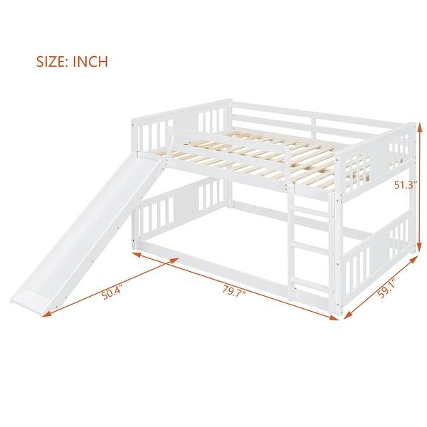White Full Over Full Bunk Bed with Ladder and Fun Slide, Space-Saving Design for Bedrooms