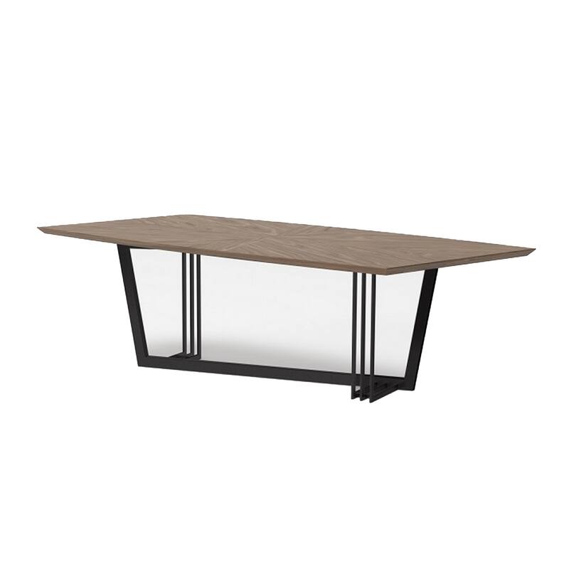 Glory 107 Inch Dining Table, Rectangular Top, Trestle Iron, Black, Walnut