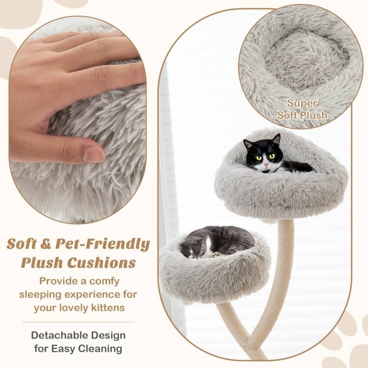 70" Tall Cat Tree 4-Layer Cat Tower with 3 Perches and Dangling Balls - 23.5" x 23.5" x 70"