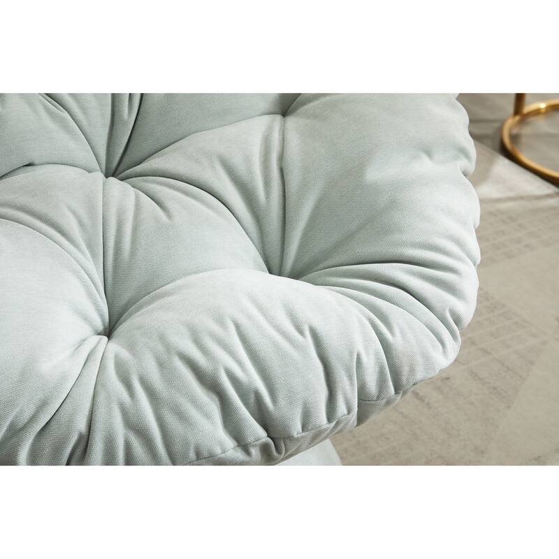 Light Blue 37" Swivel Barrel Chair with Large Cushion