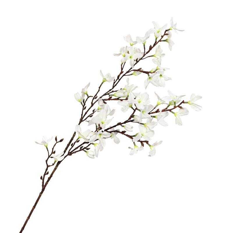 Set of 2 Deluxe Cream White Artificial Forsythia Flower Stem Spray 36in - 36" L x 6" W x 6" DP