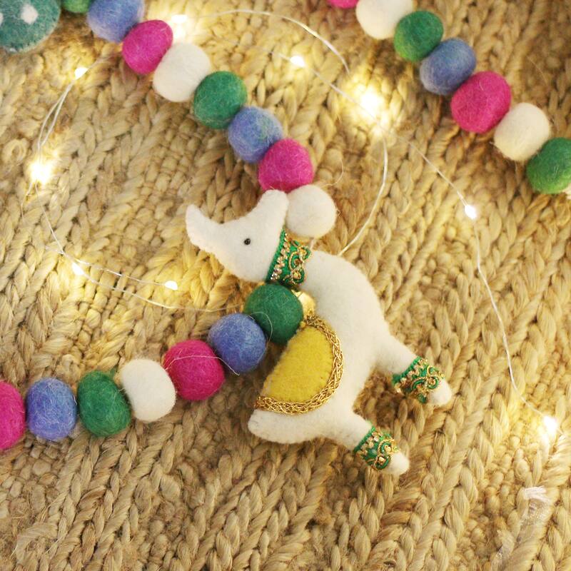 Novica Handmade Festive Llamas Wool Felt Garland - Multi