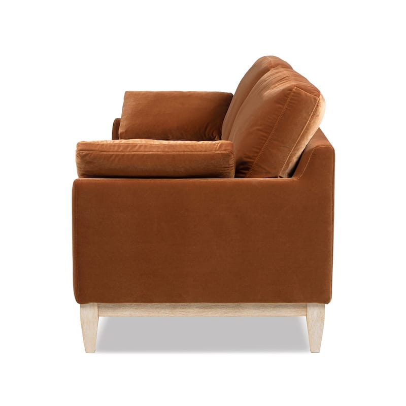 Pasadena 75.5" Velvet Modern Farmhouse Loose Pillow-Back Sofa