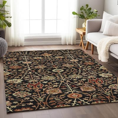 Machine Washable Indoor/ Outdoor Traditional Kashan Chantille Rug